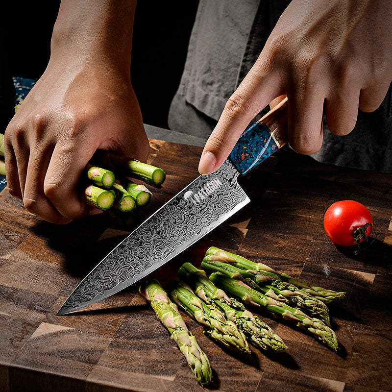 3 COLORES - Cuchillo Utilitario Damasco 67 capas 14 cm PATAGÓN