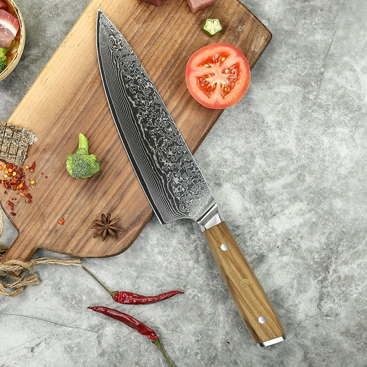 Cuchillo Chef Patagon Damasco 67 capas hoja 20  cm