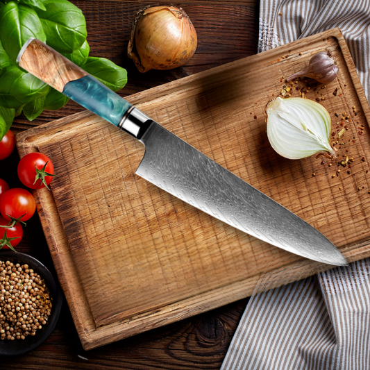 Cuchillo Chef Patagon Damasco 67 capas 19 cm Mediterraneo