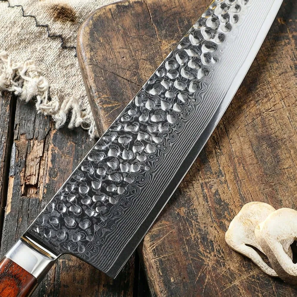 Cuchillo Gyuto Acero Damasco 67 capas hoja 20 cm - SANDALO ROJO (8007103840358)
