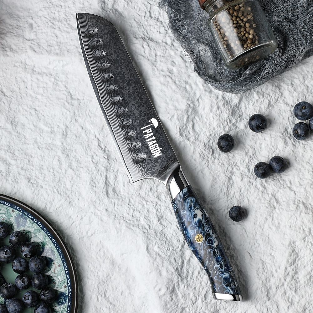 GLACIAR - Santoku Damasco 67 capas hoja 18 cm PATAGÓN