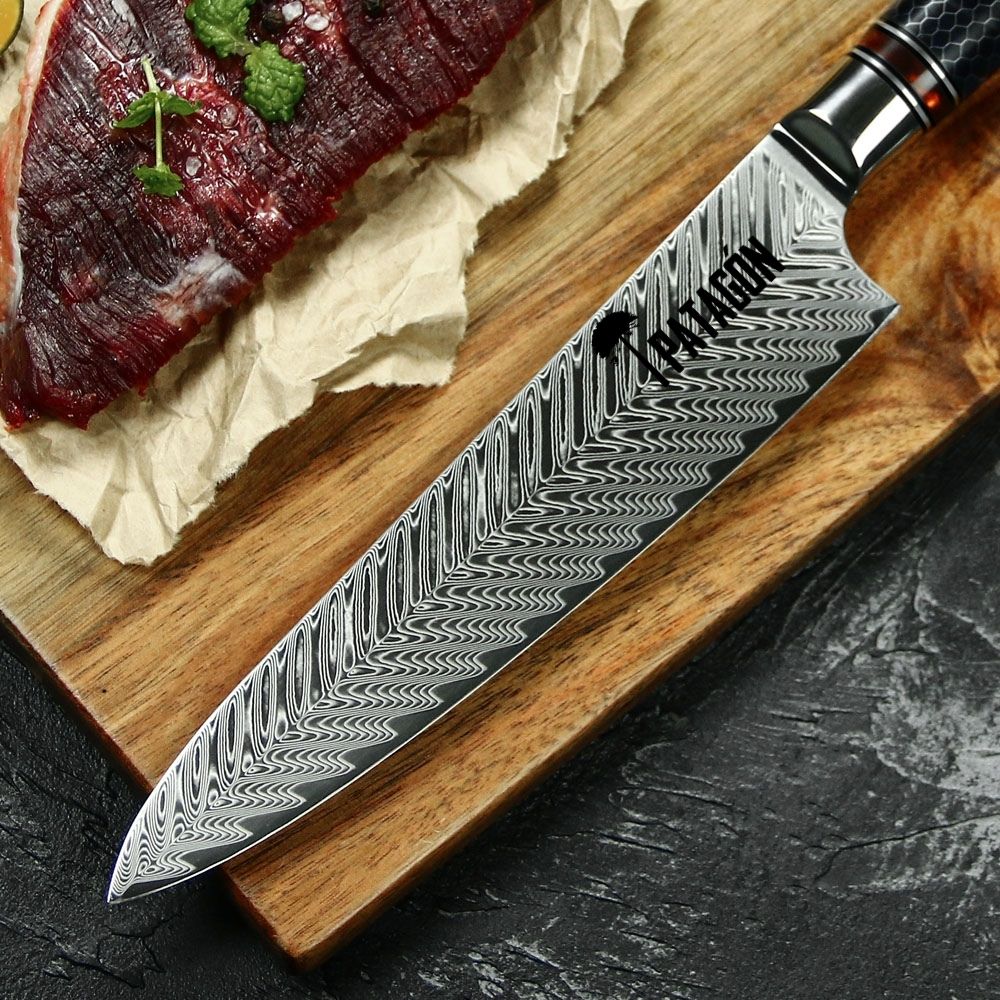 Cuchillo Chef Damasco 67 capas hoja 20 cm PATAGÓN - TRUCHA PANAL - Cuchillos Mundo Patagon