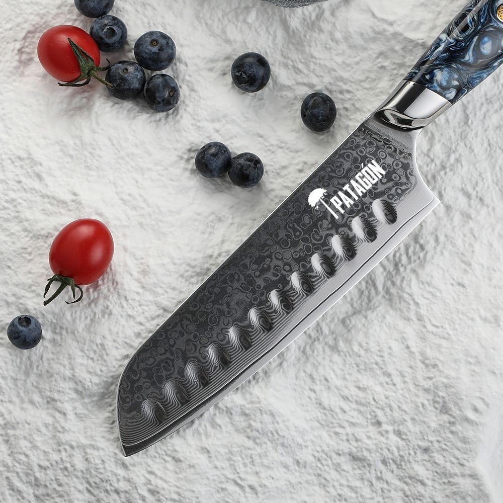 GLACIAR - Santoku Damasco 67 capas hoja 18 cm PATAGÓN