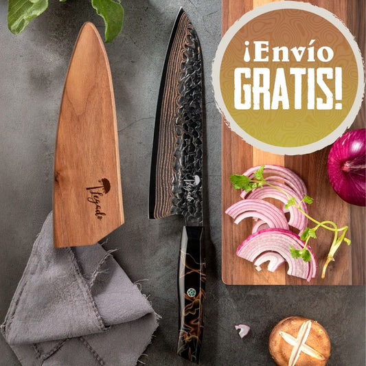 Cuchillo CHEF PRO Acero de Damasco VETAS DE COBRE - LEGADO