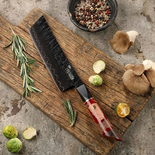 Cuchillo Nakiri Acero Revestido fosfatado 3 capas hoja 18 cm - RIO LAVA (8007097778278)