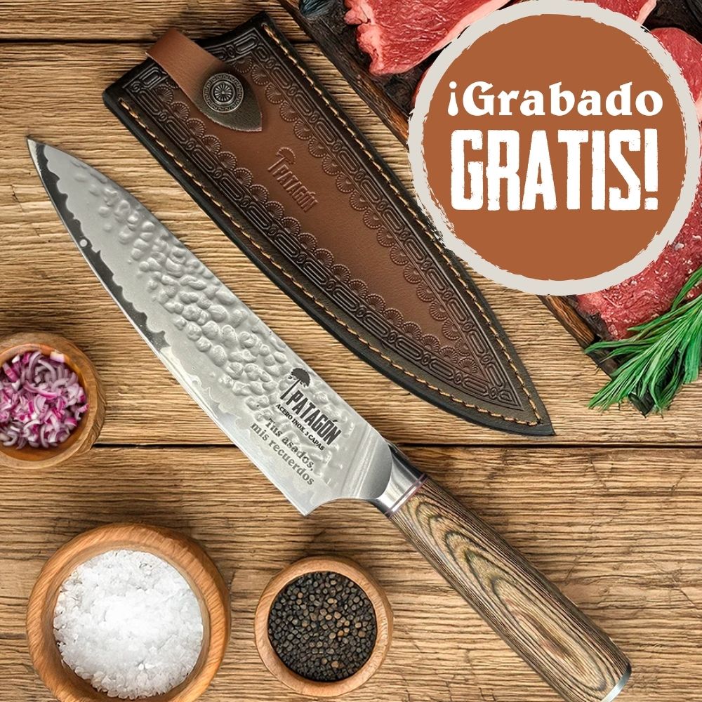 Pack cuchillo parrillero + funda reforzada PATAGÓN - VIVA EL ASADO