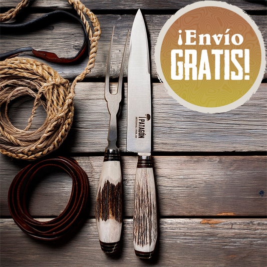 GAUCHO - Set Verijero Parrillero Artesanal Asta Ciervo 20 cm PATAGÓN