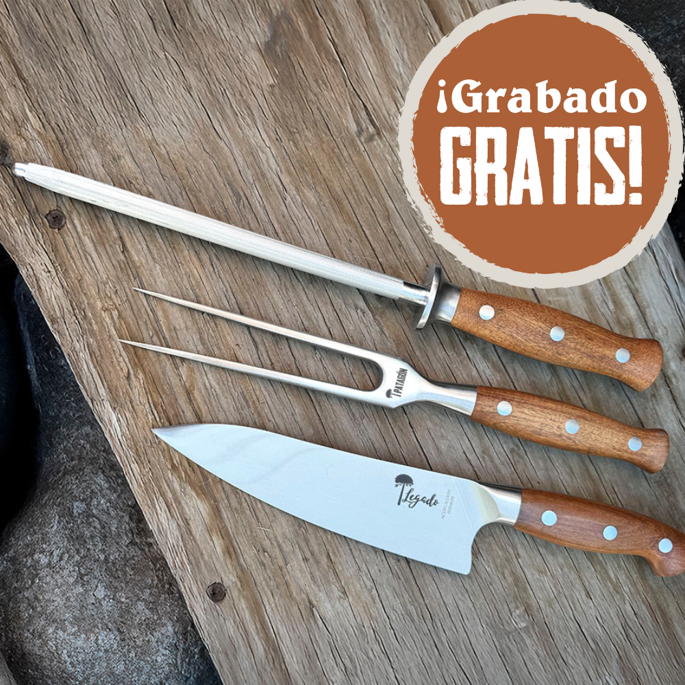 Set Parrillero Cuchillo + Tenedor + Chaira PELLÍN