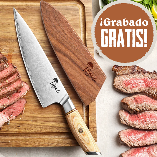 Cuchillo Chef Asador Damasco 3 capas  hoja 21 cm  - ANDES