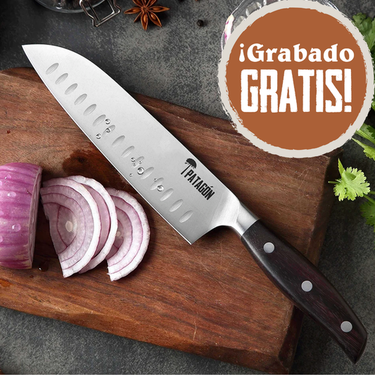 Cuchillo Santoku Acero Alemán Premium Hoja 20 cm - HUALLE