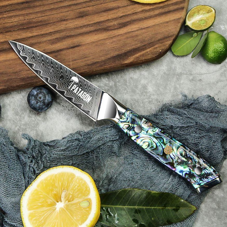 NÁCAR - Cuchillo Puntilla Damasco 67 capas hoja 10 cm PATAGÓN