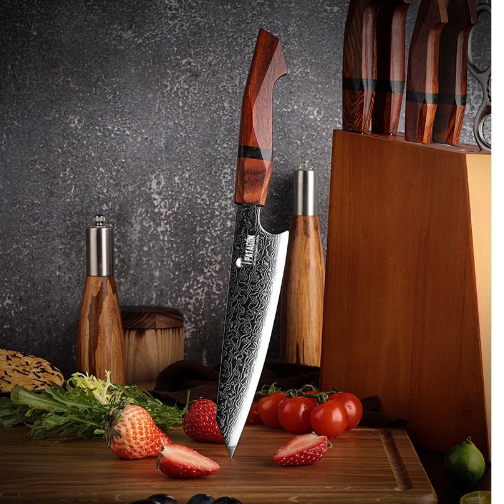 SÁNDALO - Cuchillo Kiritsuke Damasco 67 capas hoja 16 cm PATAGÓN