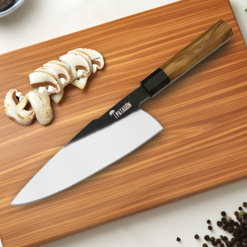 Hibrido Chef Madera Olivo 21 cm Acero Alto Carbono PATAGÓN