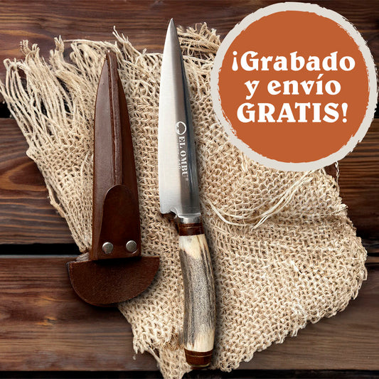 GAUCHO - Cuchillo Verijero Parrillero hoja 16 cm Artesanal Premium Asta Ciervo EL OMBU