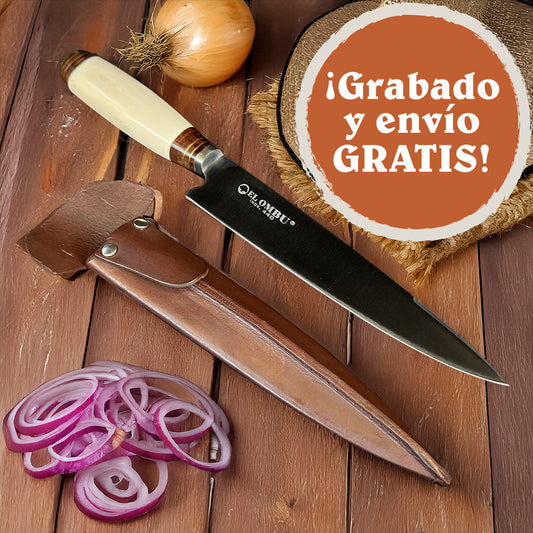 GAUCHO - Cuchillo Verijero Parrillero hoja 20 cm Artesanal Premium EL OMBU