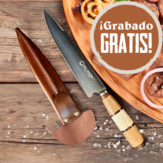 GAUCHO - Cuchillo Verijero Artesanal Parrillero hoja 20 cm Premium EL OMBU