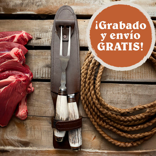 GAUCHO - Set Verijero Parrillero Artesanal Asta Ciervo 20 cm PATAGÓN