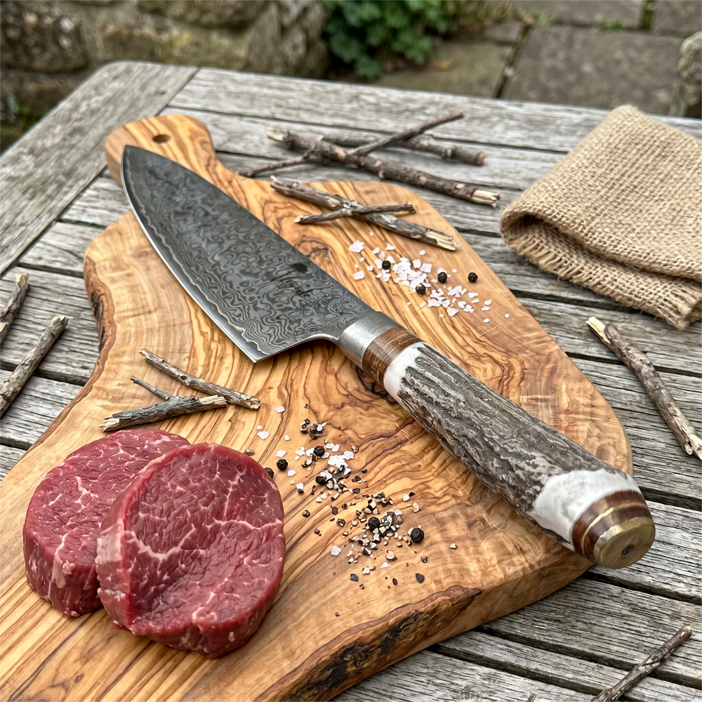 Cuchillo Acero Damasco 67 capas Artesanal LEGADO - CIERVO
