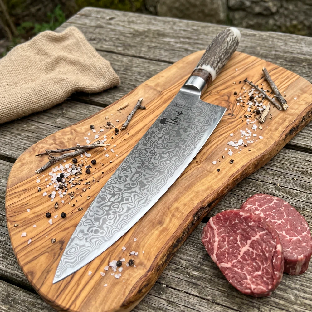 Cuchillo Acero Damasco 67 capas Artesanal LEGADO - CIERVO