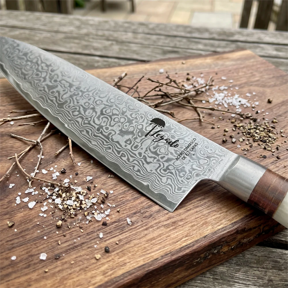 Cuchillo Acero Damasco 67 capas Artesanal LEGADO - CIERVO