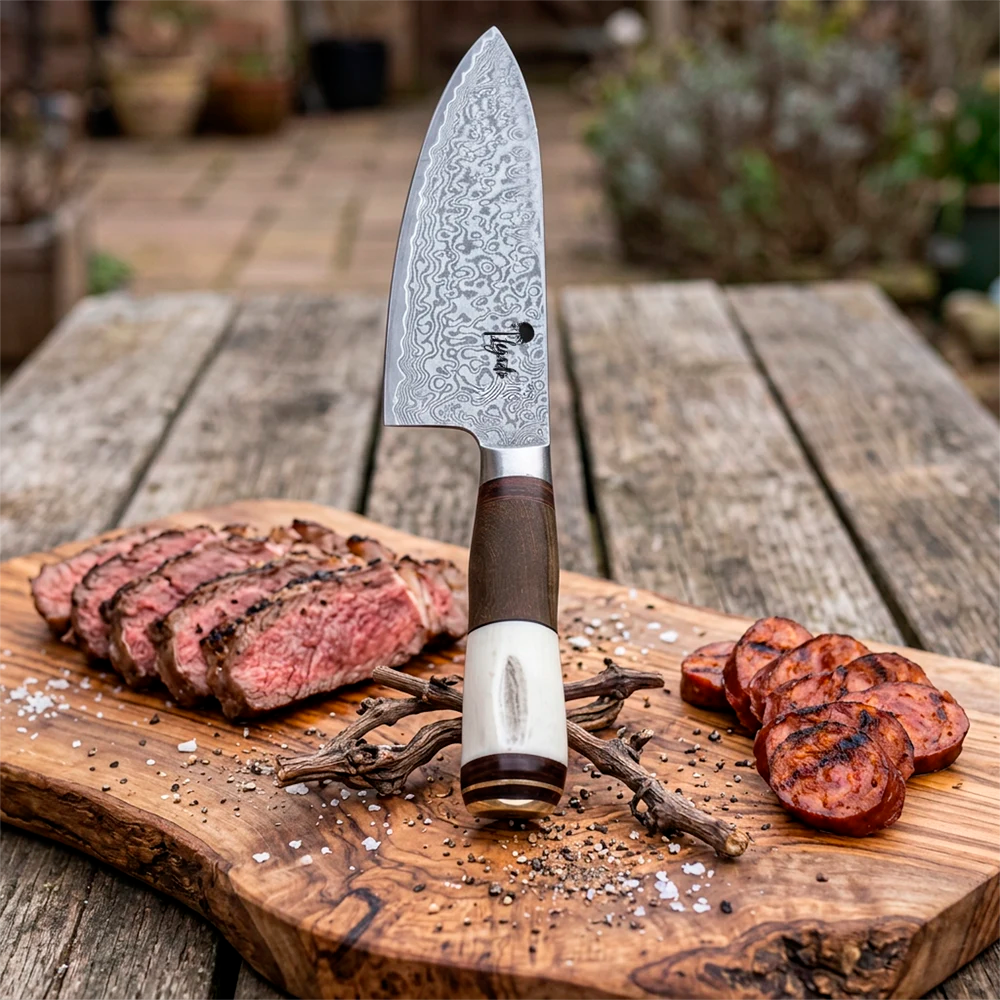 Cuchillo Acero Damasco 67 capas Artesanal LEGADO - CLAVEL