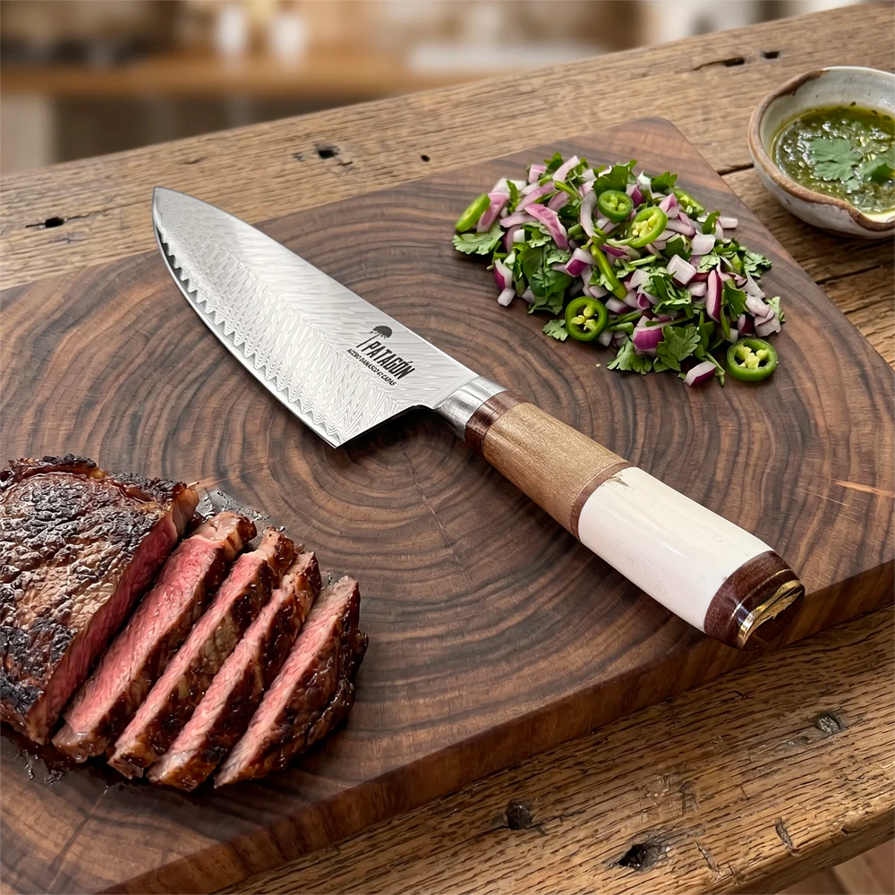 Cuchillo Chef Acero Damasco 67 capas hoja 20 cm - CLAVEL (8027364130918)