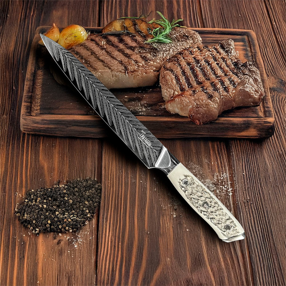 ÑANDÚ - Cuchillo Parrillero Artesanal hoja 20 cm Asta Ciervo PATAGÓN