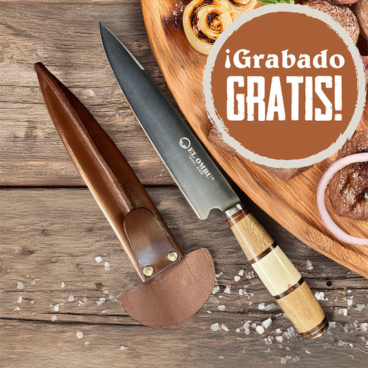 Cuchillo Artesanal Parrillero hoja 20 cm EL OMBU - GAUCHO PREMIUM