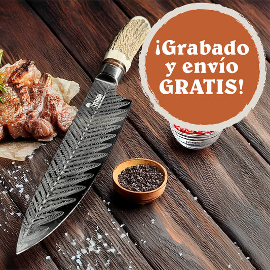 PATAGÓNICO - Cuchillo Asador Acero Alemán Artesanal hoja 16 cm PATAGÓN