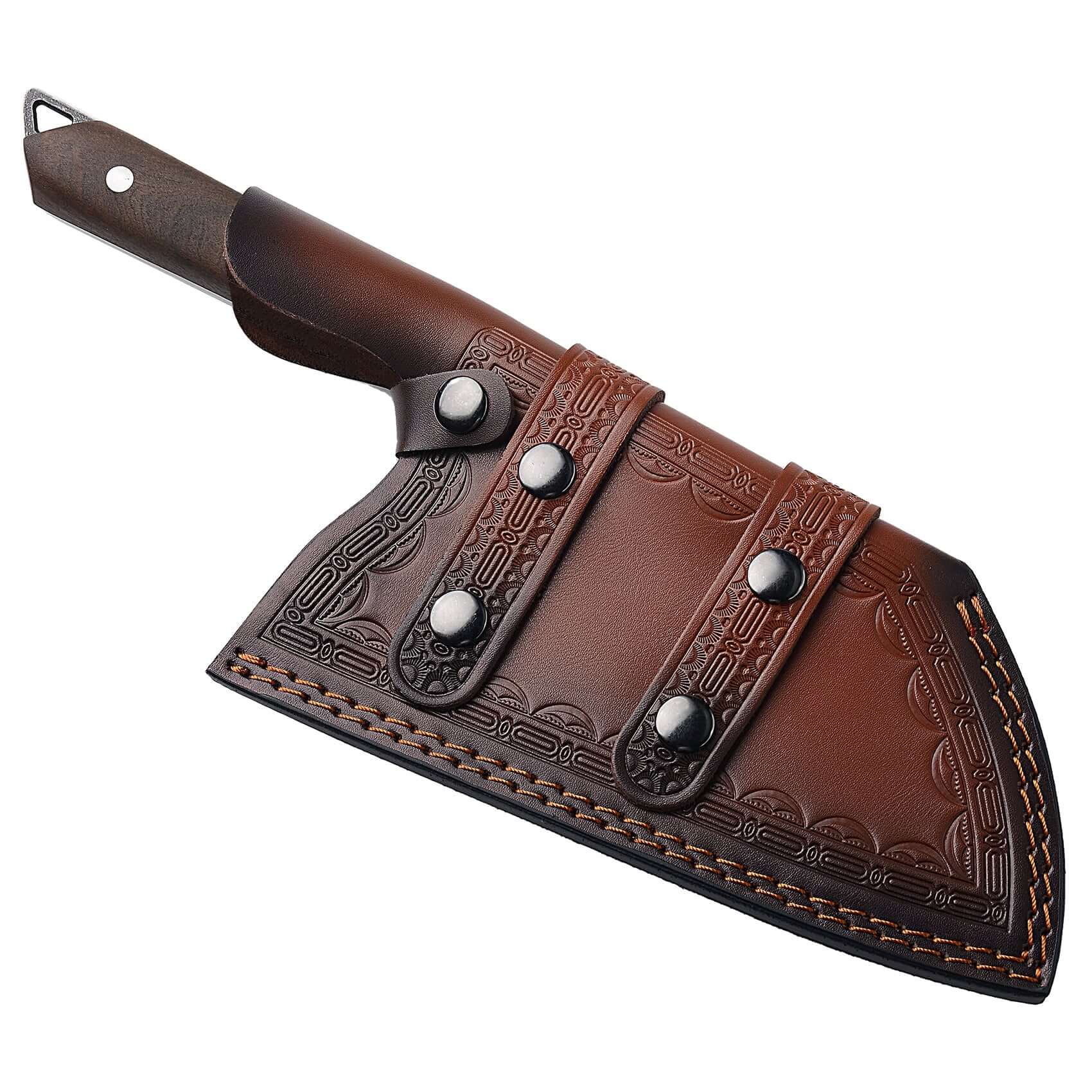 MONTAÑEZ - Serbio Hoja 18 cm ancha acero inox. martillado PATAGÓN + Funda reforzada GRATIS