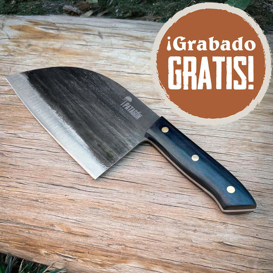 Hacha 18 cm ancha acero carbono PATAGÓN - SERBIO - Cuchillos Mundo Patagon