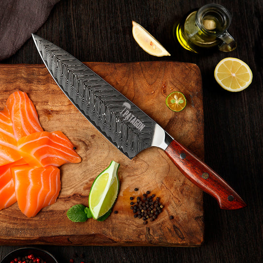 TRUCHA ARCO - Cuchillo Chef Damasco 67 capas hoja 20 cm PATAGÓN