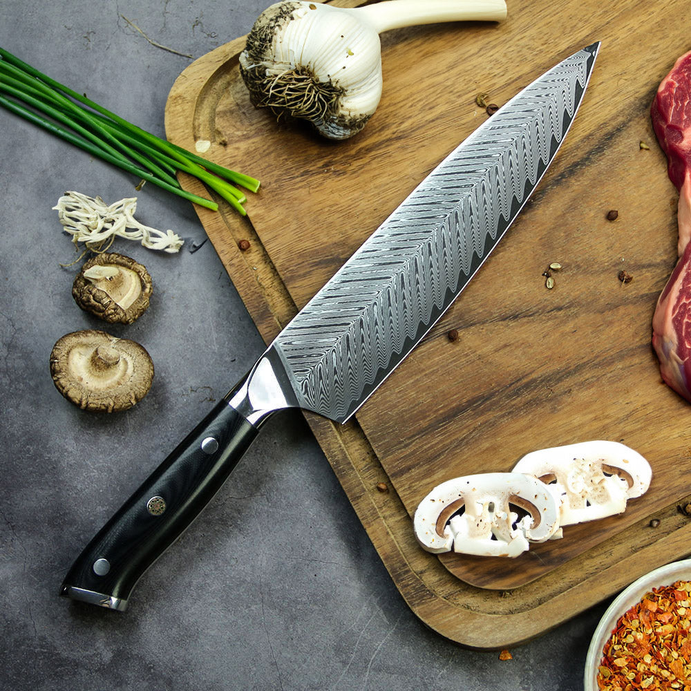 KUERVO - Cuchillo Chef Damasco 67 capas hoja 20 cm PATAGÓN