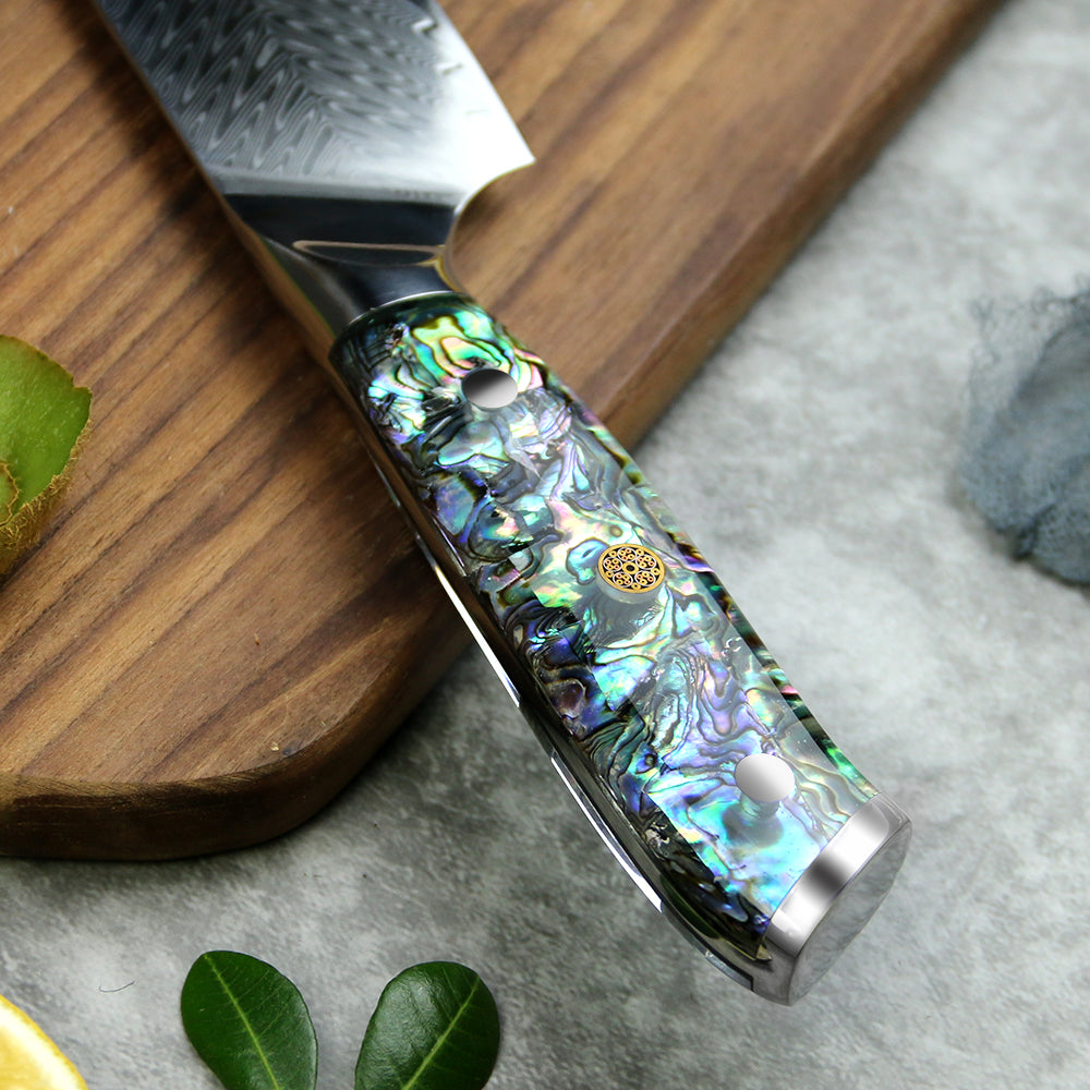NÁCAR DE MAR - Santoku Damasco 67 capas hoja 18 cm PATAGÓN