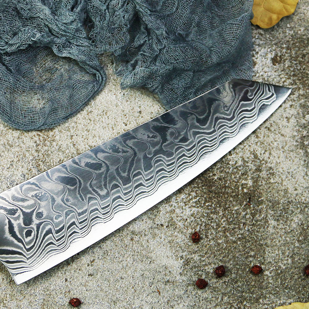 Cuchillo Kiritsuke Patagón Damasco 45 capas hoja ancha 20 cm
