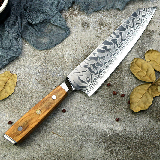 Cuchillo Kiritsuke Patagón Damasco 45 capas hoja ancha 20 cm