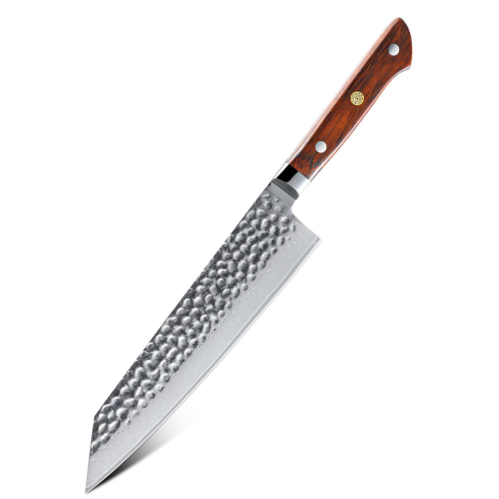 Cuchillo Kiritsuke Patagón Damasco 67 capas martillada hoja 20 cm