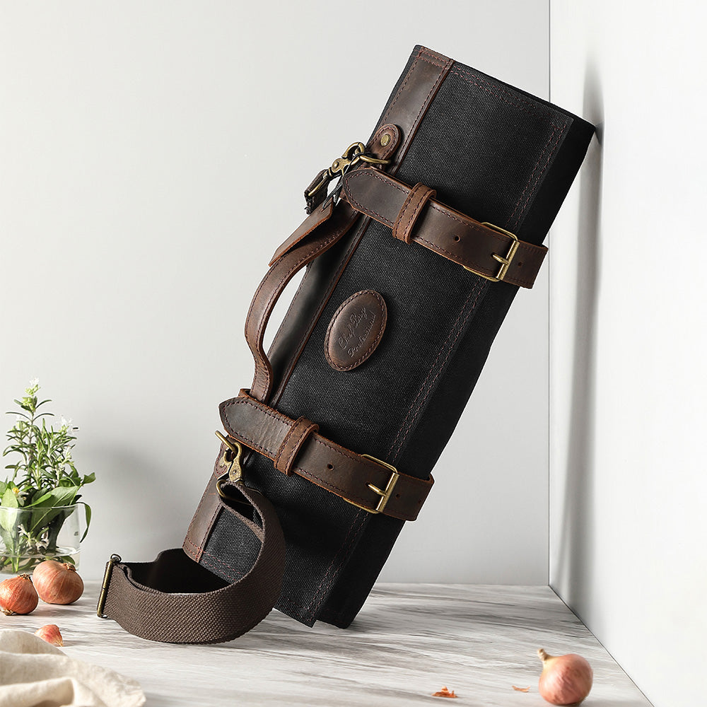 Bolso porta cuchillos profesional de 12 espacios - Negro