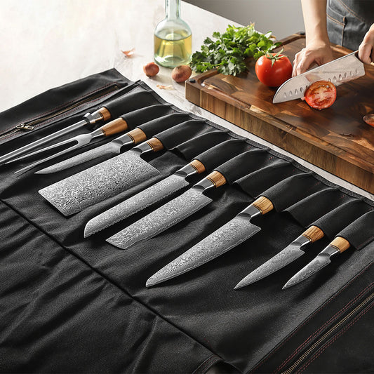 Bolso porta cuchillos profesional de 12 espacios - Negro