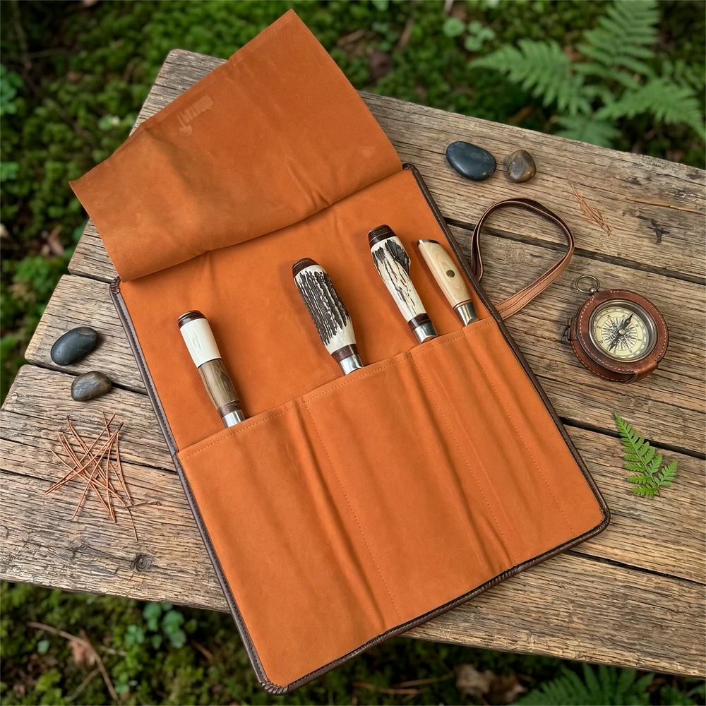 Bolso porta cuchillos de 4 espacios de eco-cuero