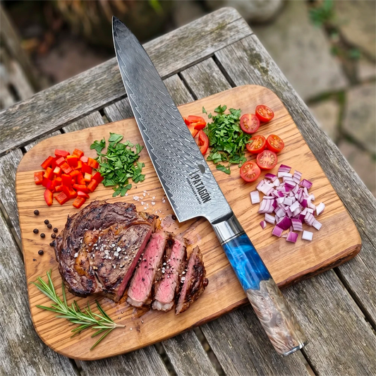 Cuchillo Chef Patagon Acero Damasco 67 capas 19 cm - LAGO AZUL
