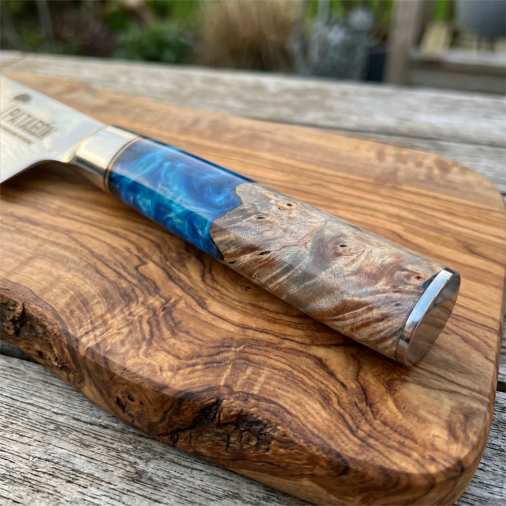 Cuchillo Chef Patagon Acero Damasco 67 capas 19 cm - LAGO AZUL