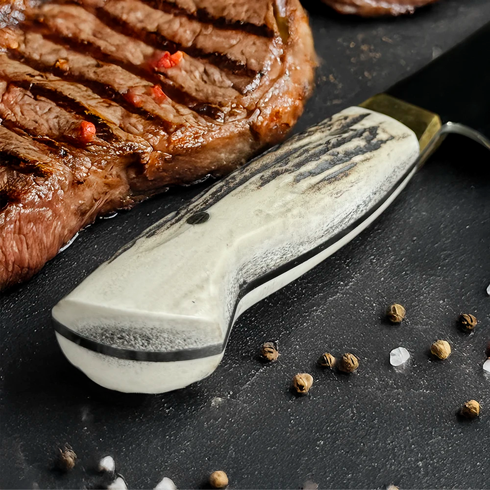 Cuchillo de asado artesanal acero Inox. hoja 20 cm LEGADO - HUEMUL - Cuchillos Mundo Patagon