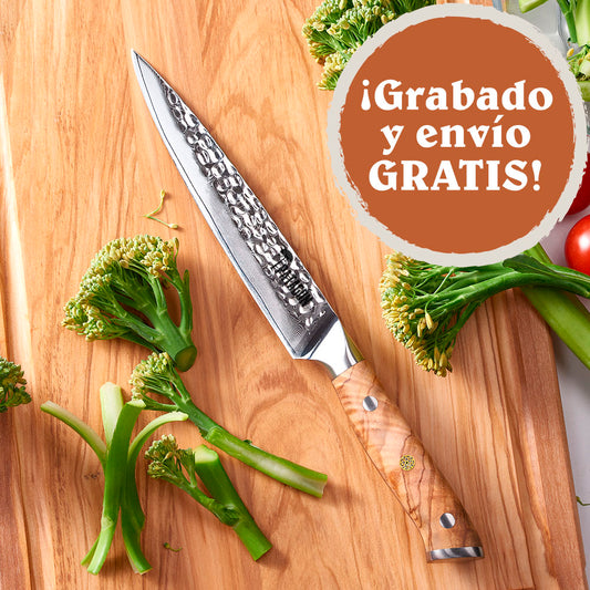 OLIVO - Cuchillo Puntilla Damasco 67 capas 16 cm PATAGÓN