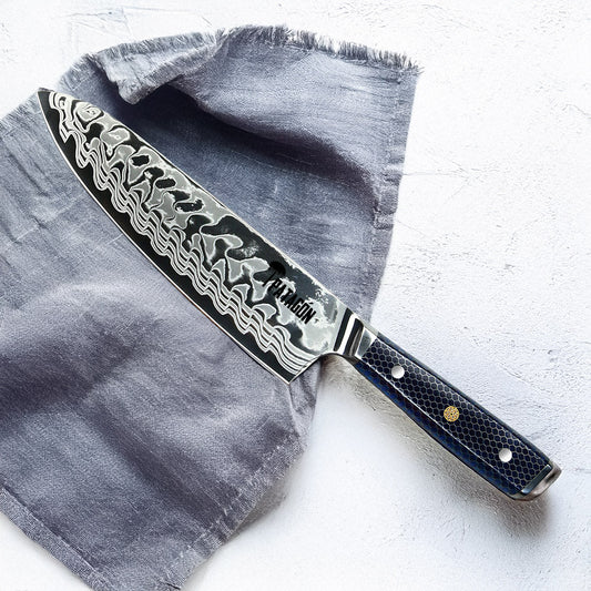 OCEANO - Cuchillo Chef Damasco 45 capas hoja ancha 21 cm PATAGÓN