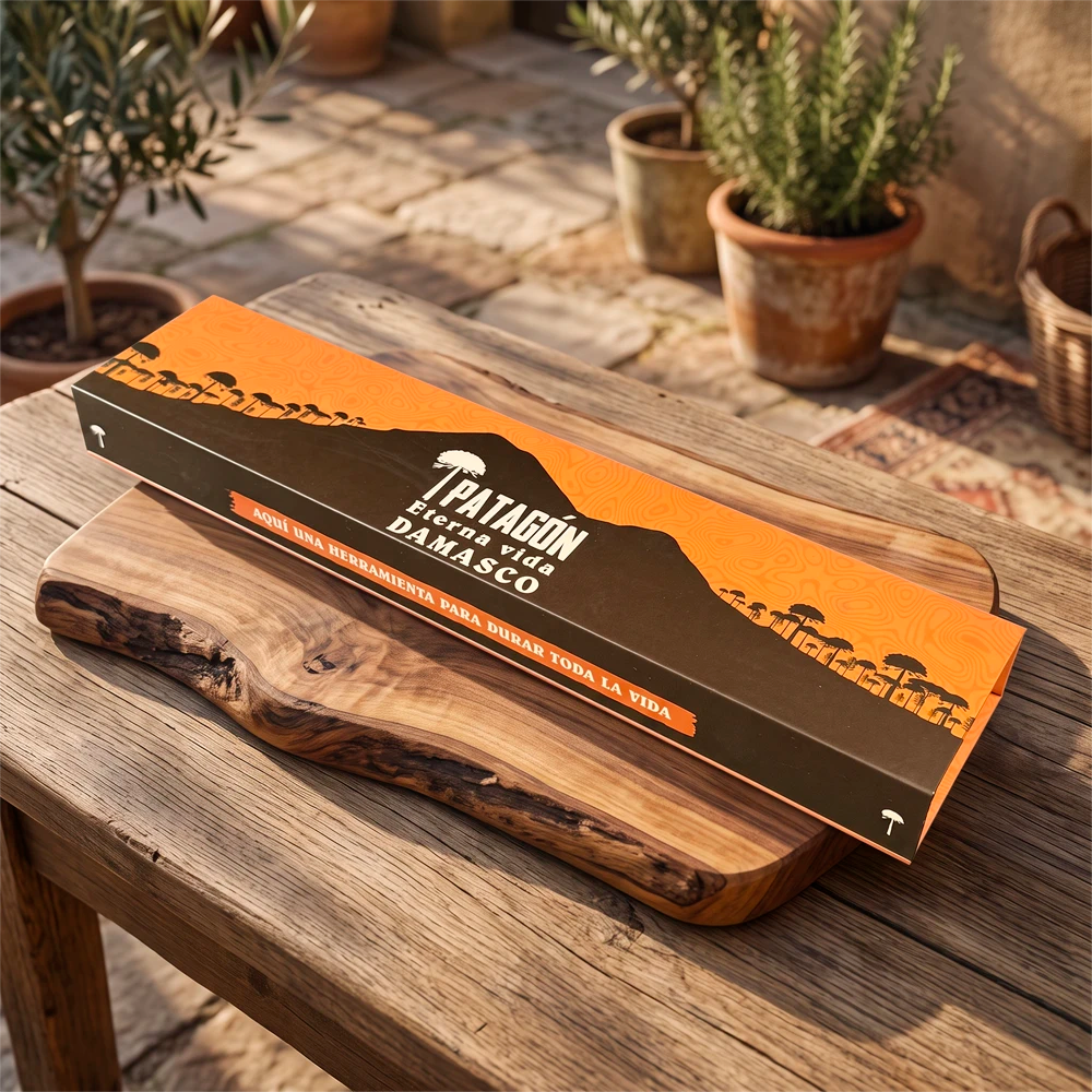 Cuchillo Parrillero Acero Damasco 67 capas - OLIVO GOTAS
