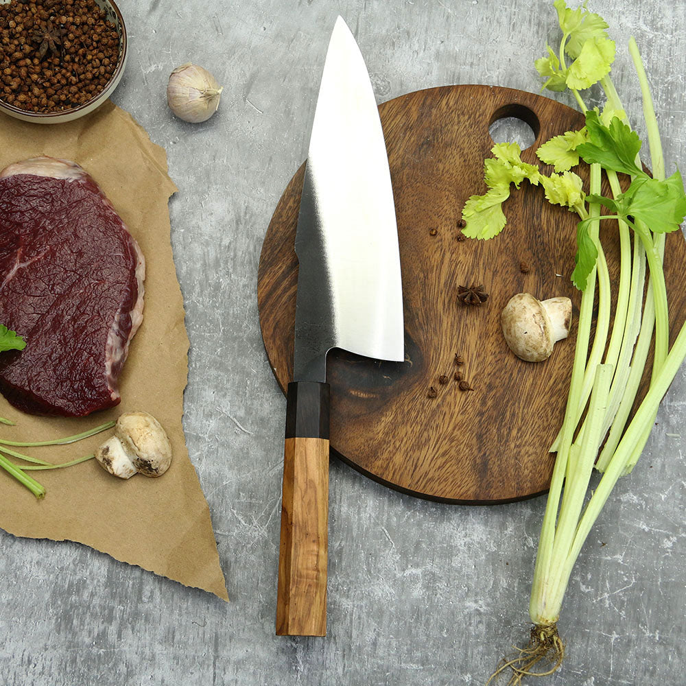 Hibrido Chef Madera Olivo 21 cm Acero Alto Carbono PATAGÓN
