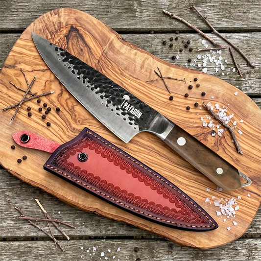 Pack cuchillo parrillero + funda reforzada PATAGÓN - PIÑON