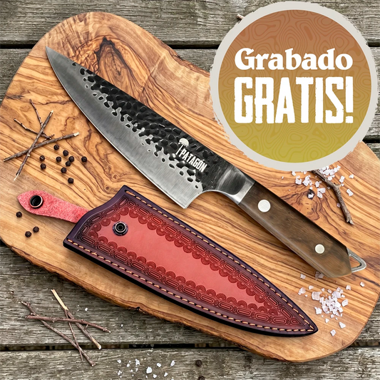 Pack cuchillo parrillero + funda reforzada PATAGÓN - PIÑON
