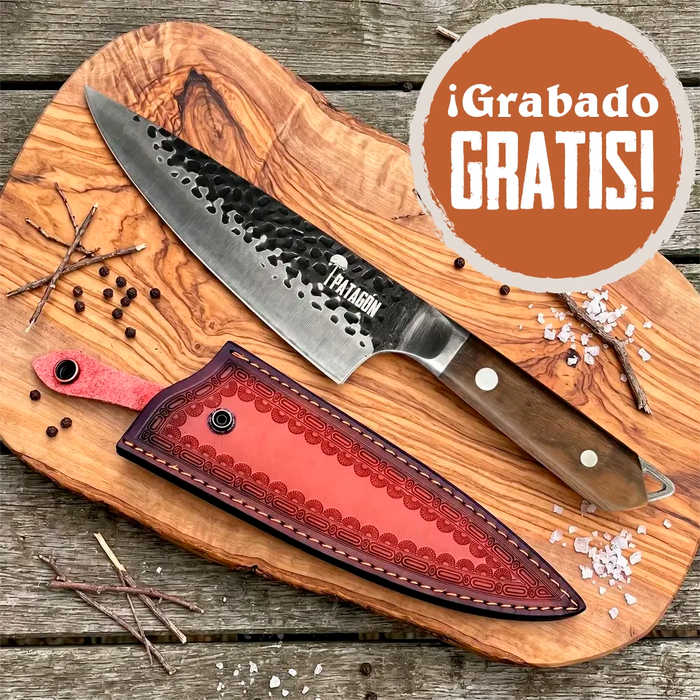 Pack cuchillo parrillero + funda reforzada PATAGÓN - PIÑON